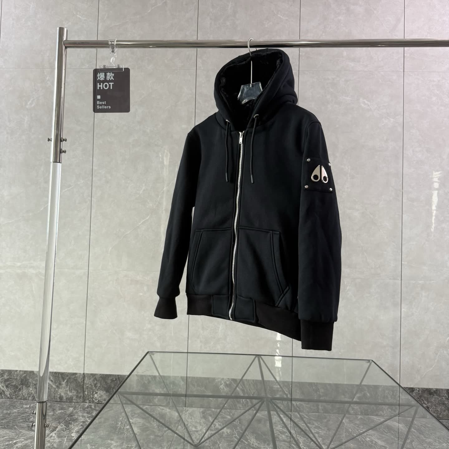 Moose Knuckles Shearling-Lined Zip Hoodie Moose Knuckles Shearling-Lined Zip Hoodie